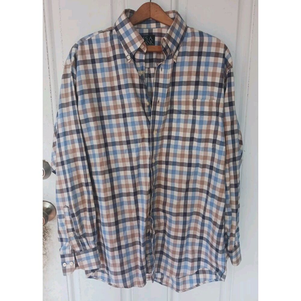 Jos A Bank Shirt Medium Executive Collection Button Down Gingham Check